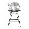 Стул полубарный с низкой спинкой Bertoia черный с черной подушкой