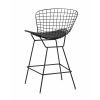 Стул полубарный с низкой спинкой Bertoia черный с черной подушкой