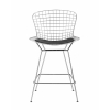 Стул полубарный с низкой спинкой Bertoia хромированный с черной подушкой