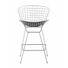Стул полубарный с низкой спинкой Bertoia хромированный с черной подушкой