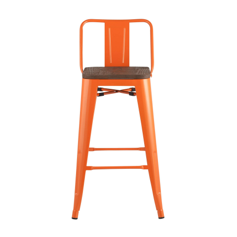 Стул полубарный TOLIX WOOD со спинкой оранжевый глянцевый