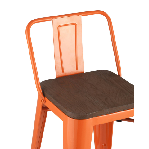 Стул полубарный TOLIX WOOD со спинкой оранжевый глянцевый