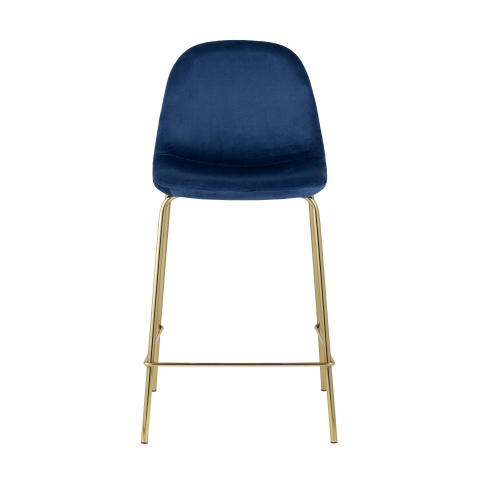 Стул полубарный Валенсия велюр синий золотые ножки