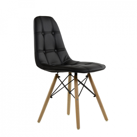 Мягкий стул Eames Soft черный экокожа