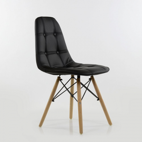 Мягкий стул Eames Soft черный экокожа