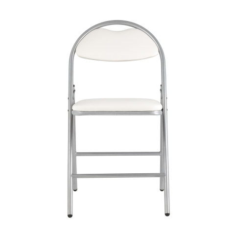 Стул складной Hagen экокожа белый каркас металлик