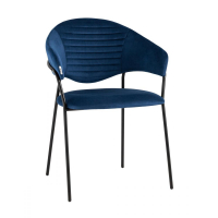 Стул Tiffany с подлокотниками, ткань синий велюр, черный каркас