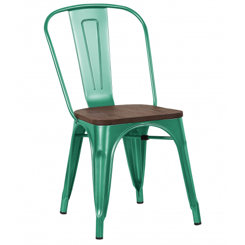 Стул Tolix аквамарин сиденье дерево