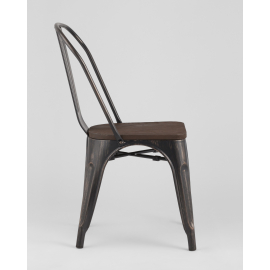 Стул Tolix style wood черный патина золото