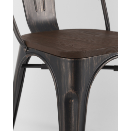 Стул Tolix style wood черный патина золото