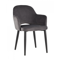 Мягкий стул Венера велюр серый, с подлокотниками