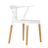 Пластиковый стул Wishbone белый ножки деревянные