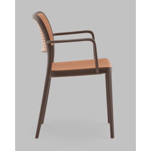 Стул Yona пластиковый с подлокотниками коричневый