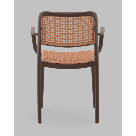 Стул Yona пластиковый с подлокотниками коричневый