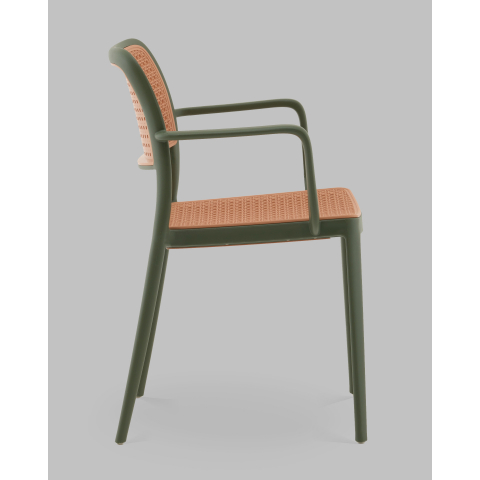 Стул Yona пластиковый с подлокотниками зелёный