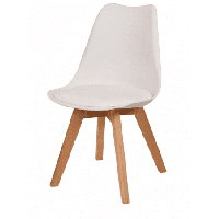 Пластиковый стул Роберт белый с мягким сиденьем и деревянными ножками