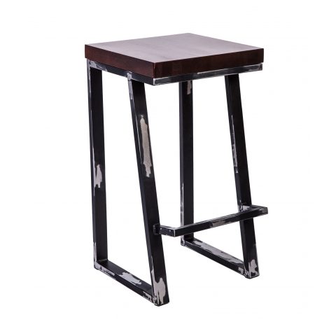 Барный стул Тирекс металлический, сиденье деревянное