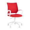 Кресло офисное Topchairs ST-BASIC-W спинка белая сетка сиденье красная ткань крестовина белый пластик