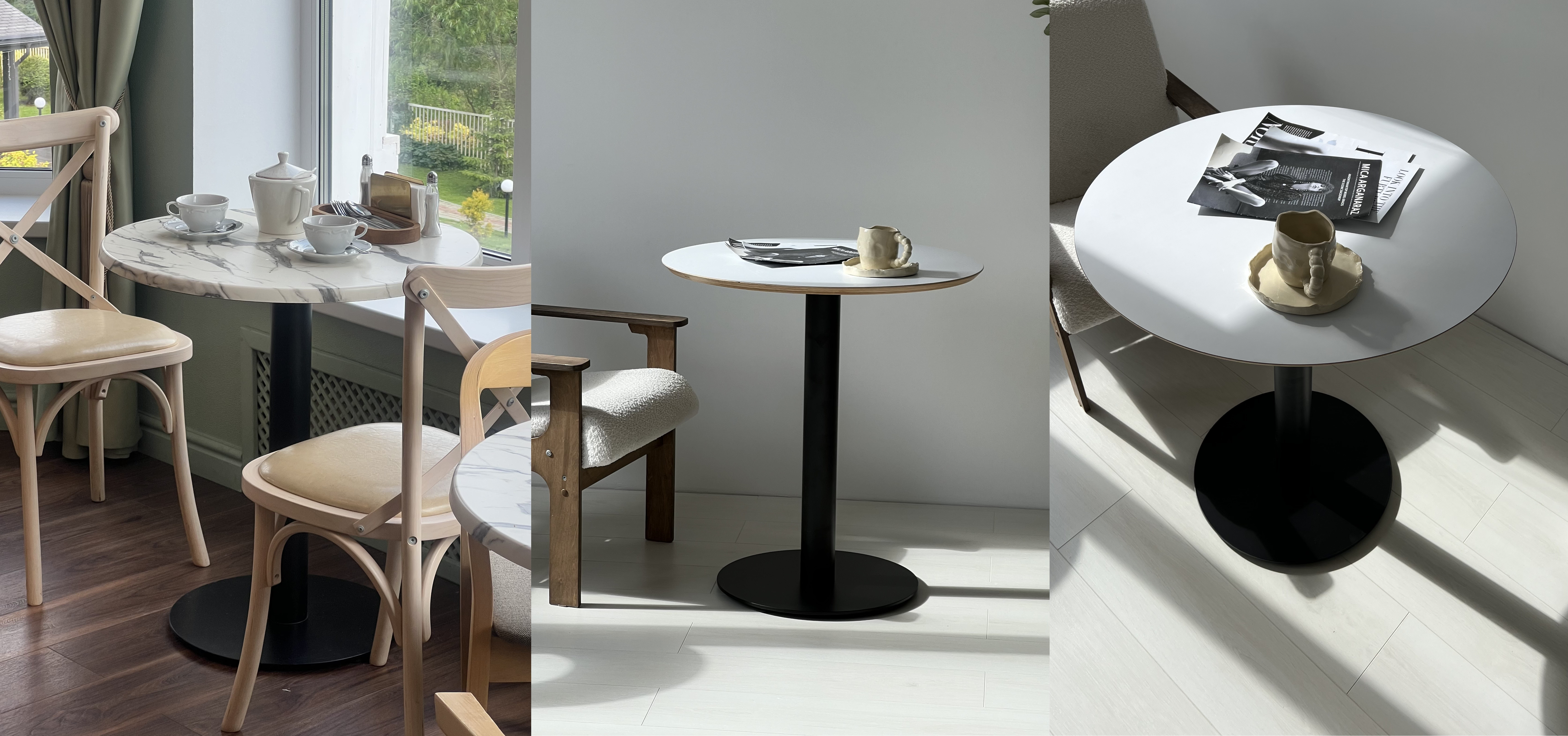 Подстолье Невада круг крупным планом: диск с порошковой окраской и металлическая колонна